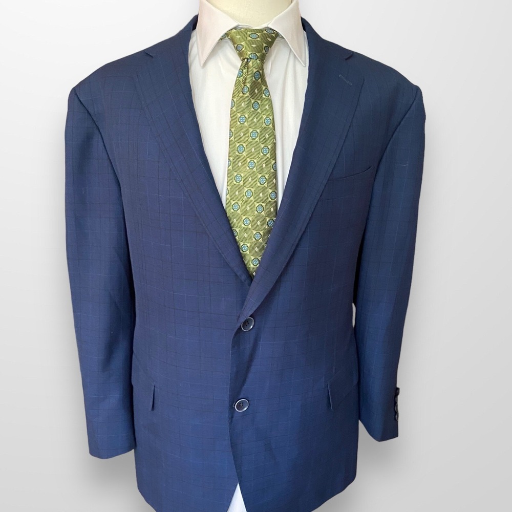 Executive Collection Tom James Custom Blazer Mens 42 Plaid Casual Sport Coat‎